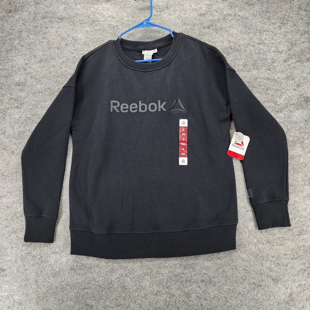 Reebok Sweatshirt Womens Small Long Sleeve Black Relaxed